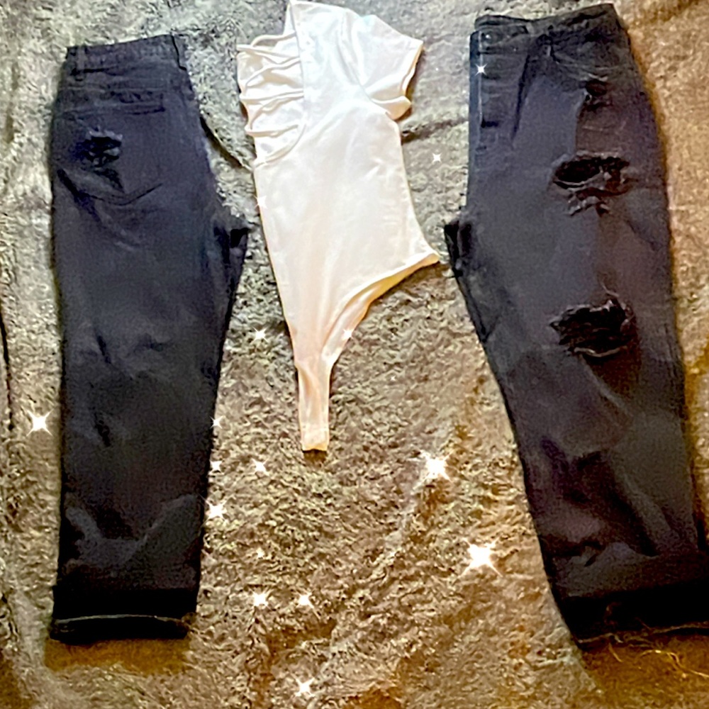 Black distress, boyfriend denim multiple sizes from6-15